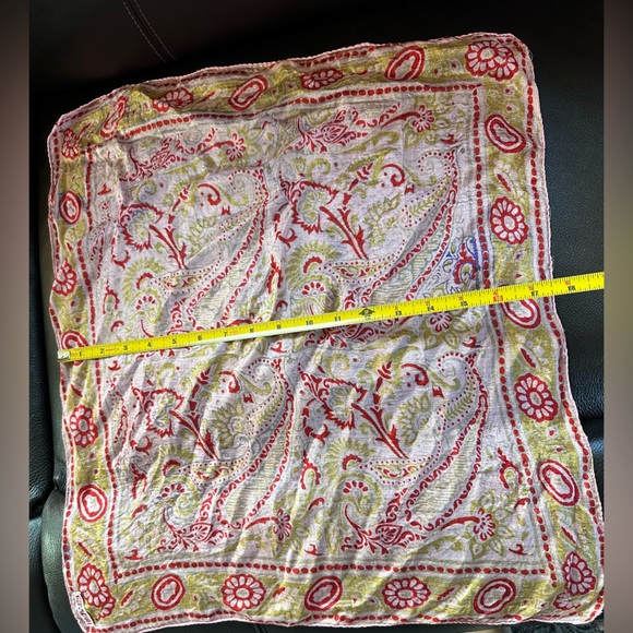 Vintage silk scarf Indian block print Floral veil sheer fabric - Picture 5 of 6